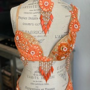 NWOT Orange Bella professional bellydance costume.